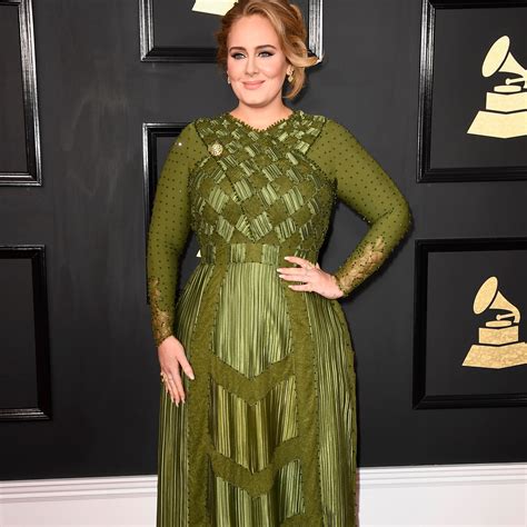 Adele Wears a Green Givenchy Gown to Grammys 2017.